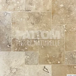 Pattom TRAVERTIN RUSTIC (2nd Choix) , pierre naturelle, Opus 4 formats EP 1,2cm (carton de 0,74m2) - LIVRAISON CHARIOT EMBARQUÉ- Travertin