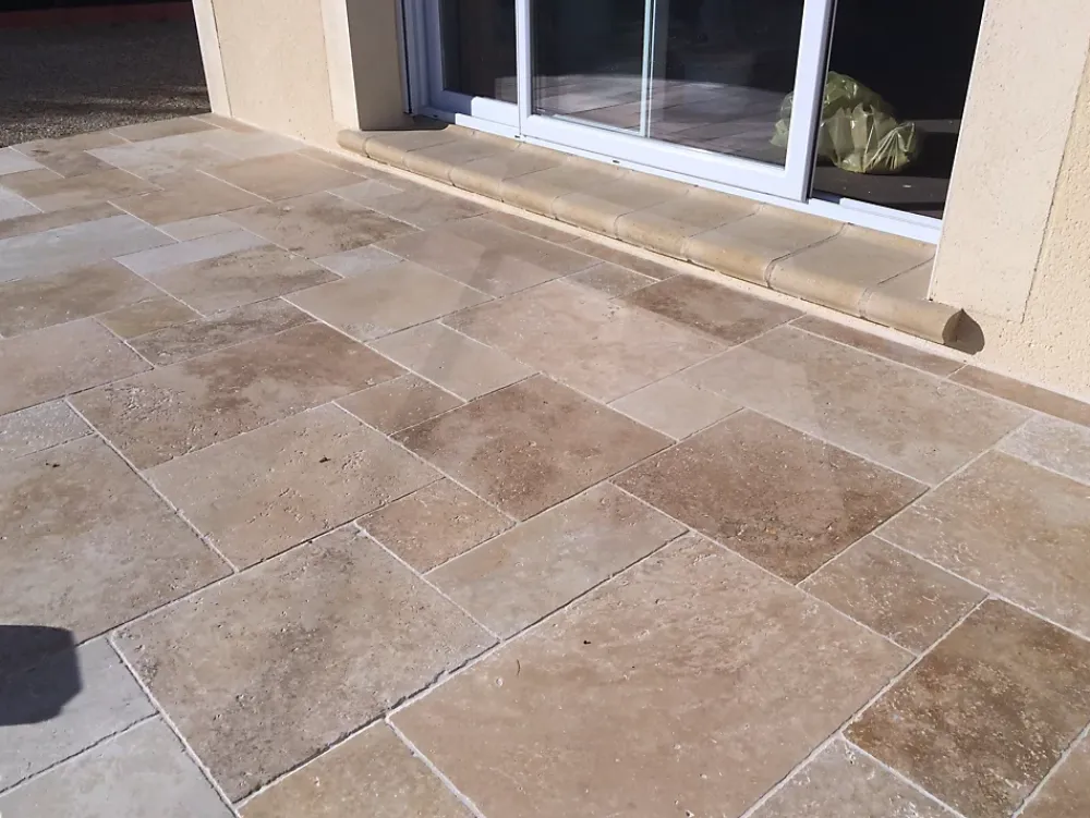 Pattom TRAVERTIN STANDARD MIX (1er choix mix), pierre naturelle, Opus 4 formats EP 1,2cm (carton de 0,74m2) LIVRAISON PREMIUM- Travertin