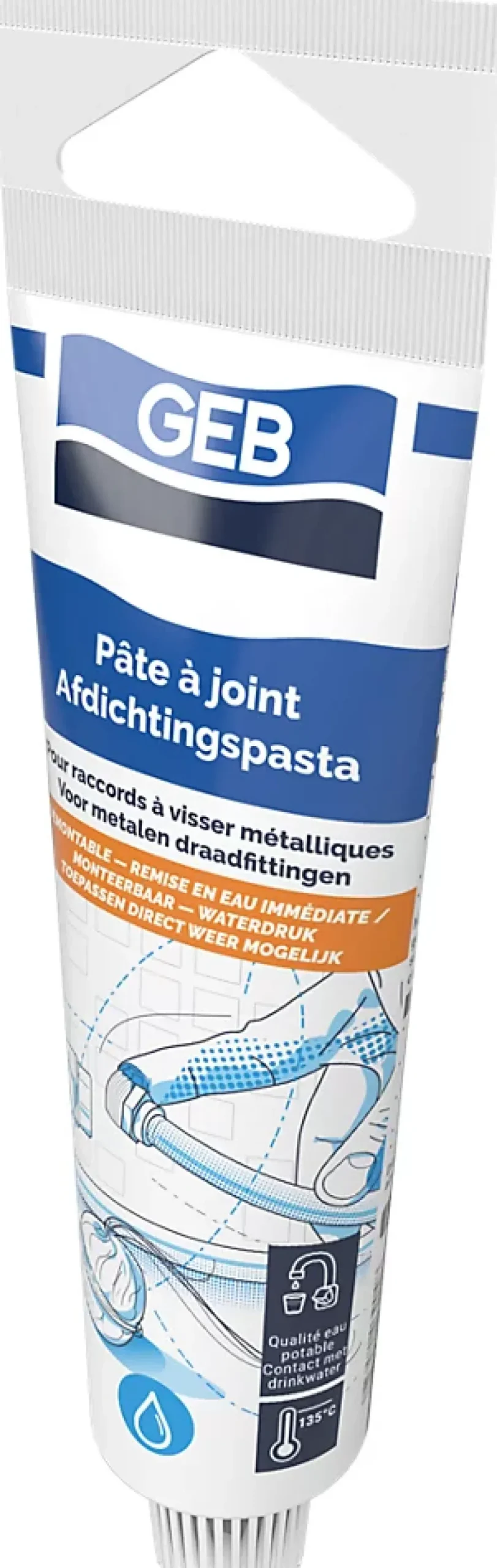 Geb Tube pâte à joints raccords métalliques 50 ml- Ragréage Et Primaire Pour Carrelage