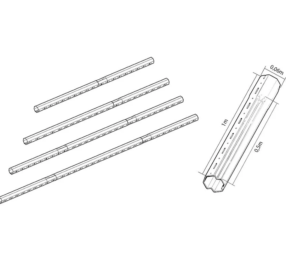 Avosdim Volet Roulant<Tube télescopique octogonal 150 cm pour axe de volet roulant diamètre 60 mm recoupable