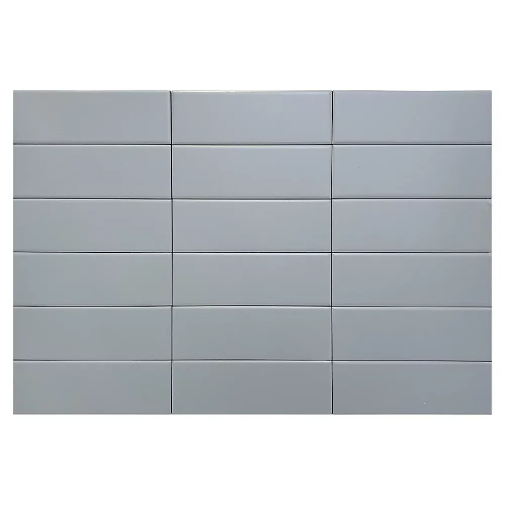 Lux Mosaic Velvet Grey Lisse Série Revêtement grès cérame premium 5x15 cm.- Carrelage Mural Uni