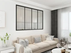 Verrière Factory Verrière<Verrière - 4 Vitrages - L: 157cm H: 105cm - Acier Ultra Fin - Noir Mat (RAL 9005) - Livrée Montée