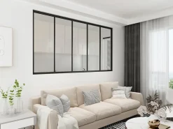 Verrière Factory Verrière - 5 Vitrages - L: 195cm H: 135cm - Acier Ultra Fin - Noir Mat (RAL 9005) - Livrée Montée- Verrière