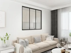 Verrière Factory Verrière<Verrière - 3 Vitrages - L: 119cm H: 105cm - Acier Ultra Fin - Noir Mat (RAL 9005) - Livrée Montée