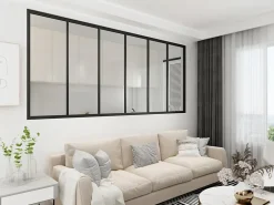 Verrière Factory Verrière<Verrière - 6 Vitrages - L: 233cm H: 125cm - Acier Ultra Fin - Noir Mat (RAL 9005) - Livrée Montée