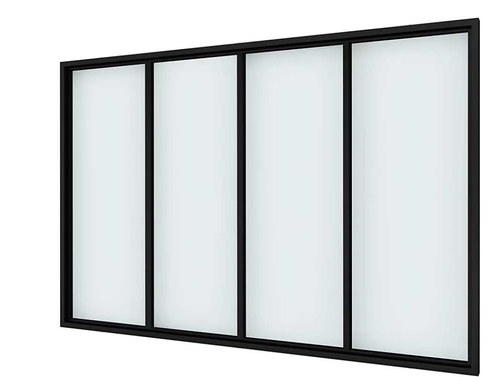 Verrière Factory Verrière<Verrière - 4 Vitrages - L: 157cm H: 115cm - Acier Ultra Fin - Noir Mat (RAL 9005) - Livrée Montée