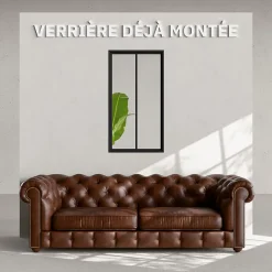 Mon Marché Déco Verrière 2 Carreaux - Déjà Montée - Noir Mat- Verrière