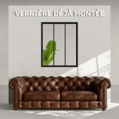 Mon Marché Déco Verrière<Verrière 3 Carreaux - Déjà Montée - Noir Mat