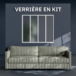 Mon Marché Déco Verrière<Verrière 4 Carreaux - En Kit - Blanc - Verre Dépoli