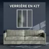Mon Marché Déco Verrière 3 Carreaux - En Kit - Blanc - Verre Dépoli- Verrière