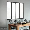 Verrière 4 carreaux opaques, coloris noir mat H108 x l.123cm- Verrière