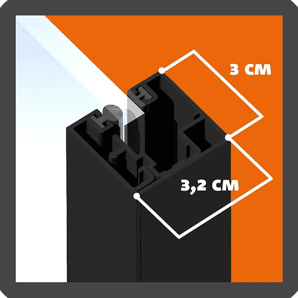 MySystem Verrière<Verrière 5 grands carreaux - L x H : 168 x 125 cm - Laqué noir 9005 granité - vitrages inclus