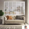 MySystem Verrière 5 grands carreaux - L x H : 168 x 125 cm - Laqué blanc 9003 granité - vitrages inclus- Verrière