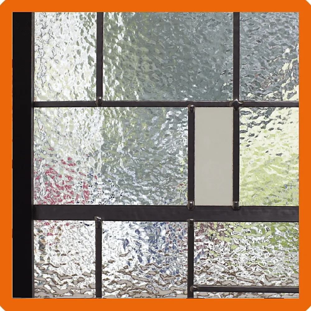 MySystem Verrière<Verrière 4 verres Chicago - L x H : 135 x 125 cm - Laqué effet rouille granité - verre Sahara inclus