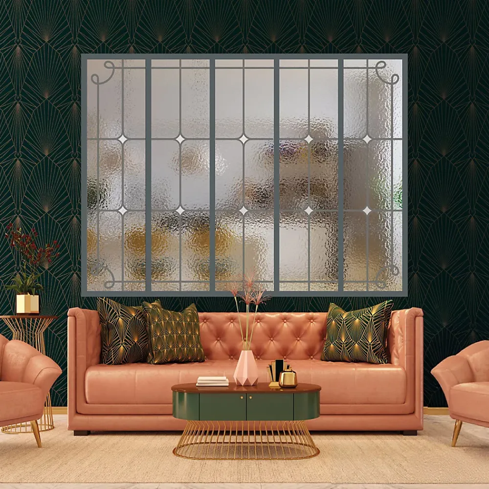 MySystem Verrière<Verrière 5 verres Curly - L x H : 168 x 125 cm - Laqué gris 7016 granité - verre Sahara inclus