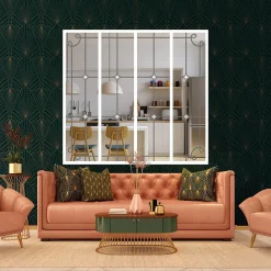 MySystem Verrière<Verrière 4 verres Curly - L x H : 135 x 125 cm - Laqué blanc 9003 granité - verre Clair inclus