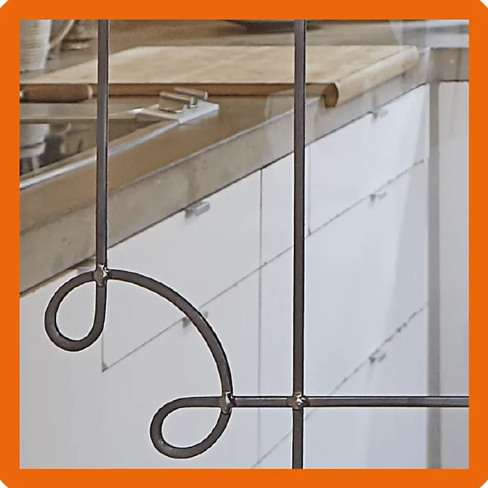 MySystem Verrière 4 verres Curly - L x H : 135 x 125 cm - Laqué blanc 9003 granité - verre Sahara inclus- Verrière