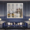 MySystem Verrière 4 verres Hudson - L x H : 135 x 125 cm - Laqué blanc 9003 granité - verre Clair inclus- Verrière