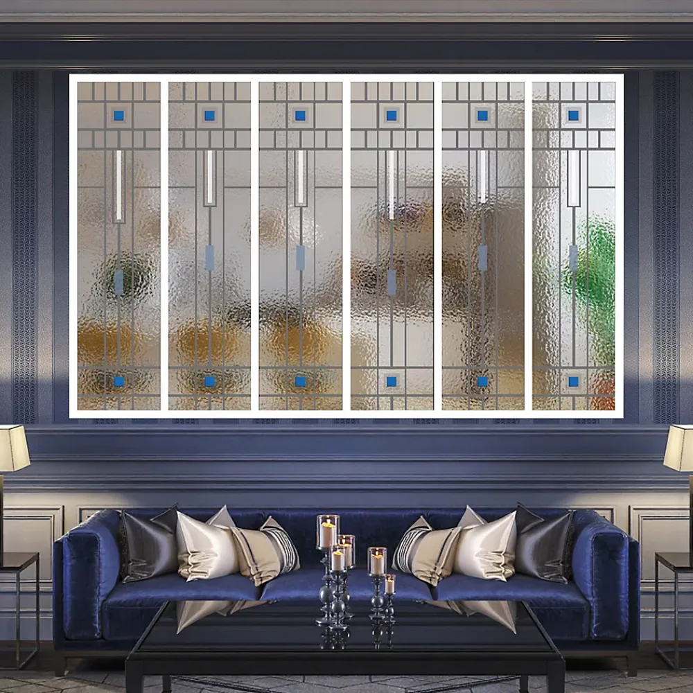MySystem Verrière<Verrière 6 verres Hudson - L x H : 201 x 125 cm - Laqué blanc 9003 granité - verre Sahara inclus
