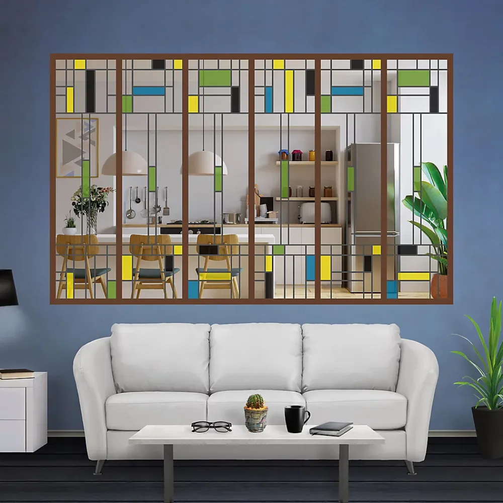 MySystem Verrière<Verrière 6 verres Indiana - L x H : 201 x 125 cm - Laqué effet rouille granité - verre Clair inclus