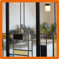 MySystem Verrière 5 verres Indiana - L x H : 168 x 125 cm - Laqué noir 9005 granité - verre Clair inclus- Verrière