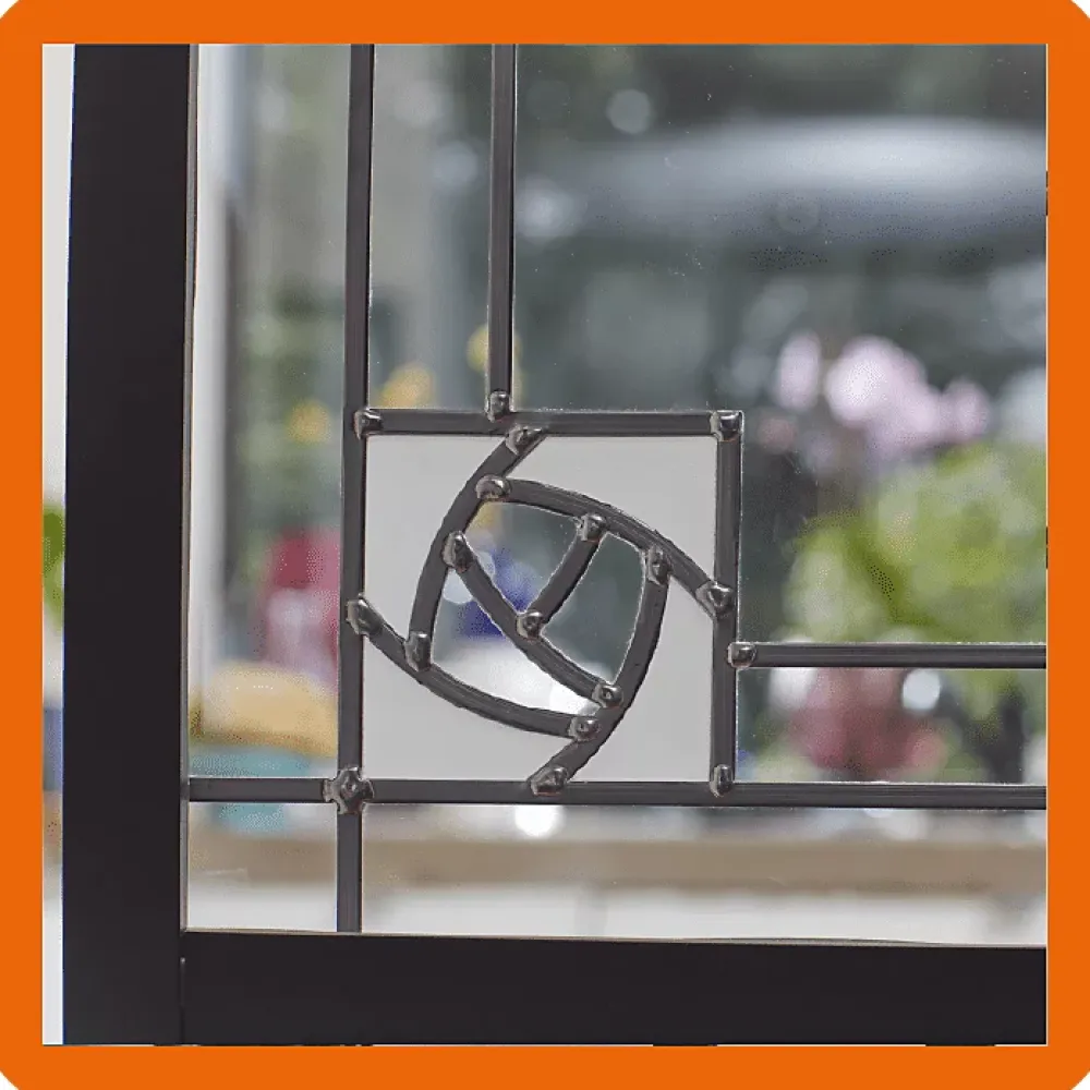 MySystem Verrière 5 verres Mackintosh - L x H : 168 x 125 cm - Laqué effet rouille granité - verre Clair inclus- Verrière