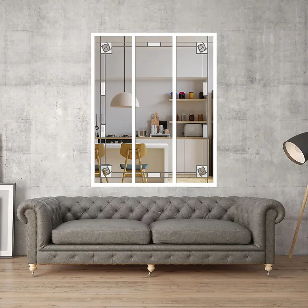 MySystem Verrière<Verrière 3 verres Mackintosh - L x H : 102 x 125 cm - Laqué blanc 9003 granité - verre Clair inclus