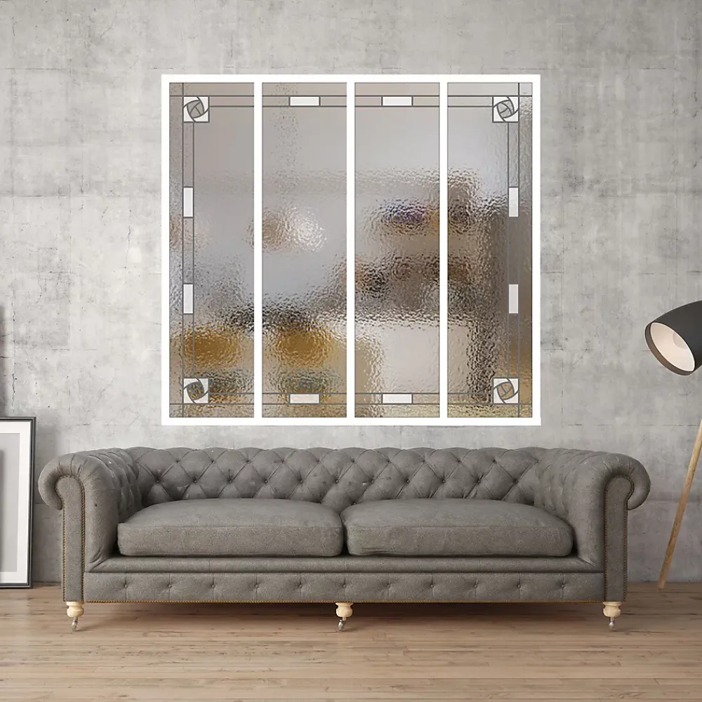 MySystem Verrière<Verrière 4 verres Mackintosh - L x H : 135 x 125 cm - Laqué blanc 9003 granité - verre Sahara inclus