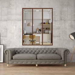 MySystem Verrière<Verrière 3 verres Mackintosh - L x H : 102 x 125 cm - Laqué effet rouille granité - verre Clair inclus