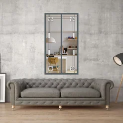 MySystem Verrière 2 verres Mackintosh - L x H : 69 x 125 cm - Laqué gris 7016 granité - verre Clair inclus- Verrière
