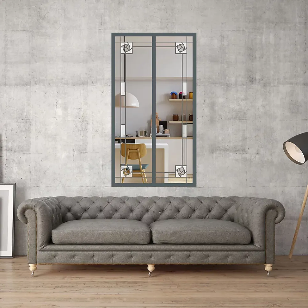 MySystem Verrière 2 verres Mackintosh - L x H : 69 x 125 cm - Laqué gris 7016 granité - verre Clair inclus- Verrière