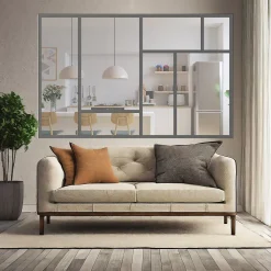 MySystem Verrière ArtDéco 7 - L x H : 190 x 125 cm - Laqué gris 7016 granité - vitrages inclus- Verrière