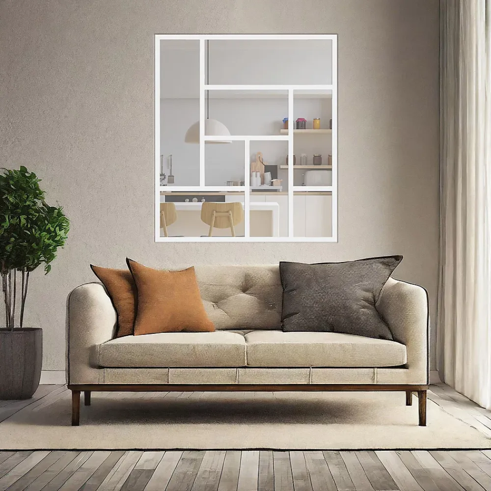 MySystem Verrière<Verrière ArtDéco 8 - L x H : 110 x 125 cm - Laqué blanc 9003 granité - vitrages inclus