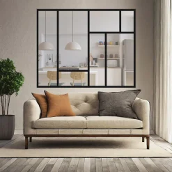 MySystem Verrière<Verrière ArtDéco 7 - L x H : 170 x 125 cm - Laqué noir 9005 granité - vitrages inclus