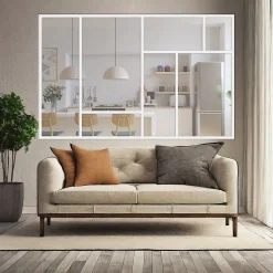 MySystem Verrière ArtDéco 7 - L x H : 190 x 125 cm - Laqué blanc 9003 granité - vitrages inclus- Verrière