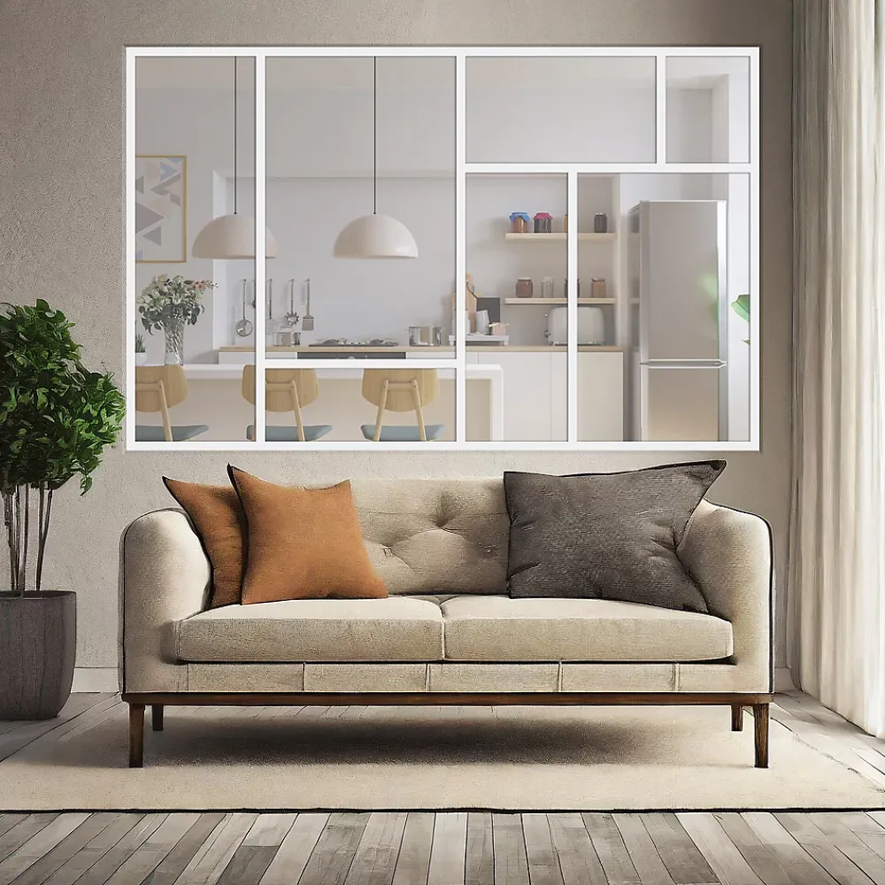 MySystem Verrière ArtDéco 7 - L x H : 190 x 125 cm - Laqué blanc 9003 granité - vitrages inclus- Verrière