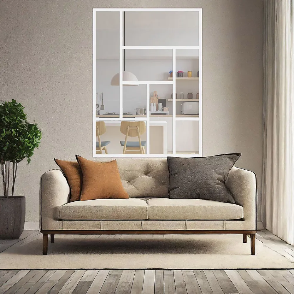 MySystem Verrière ArtDéco 8 - L x H : 110 x 150 cm - Laqué blanc 9003 granité - vitrages inclus- Verrière