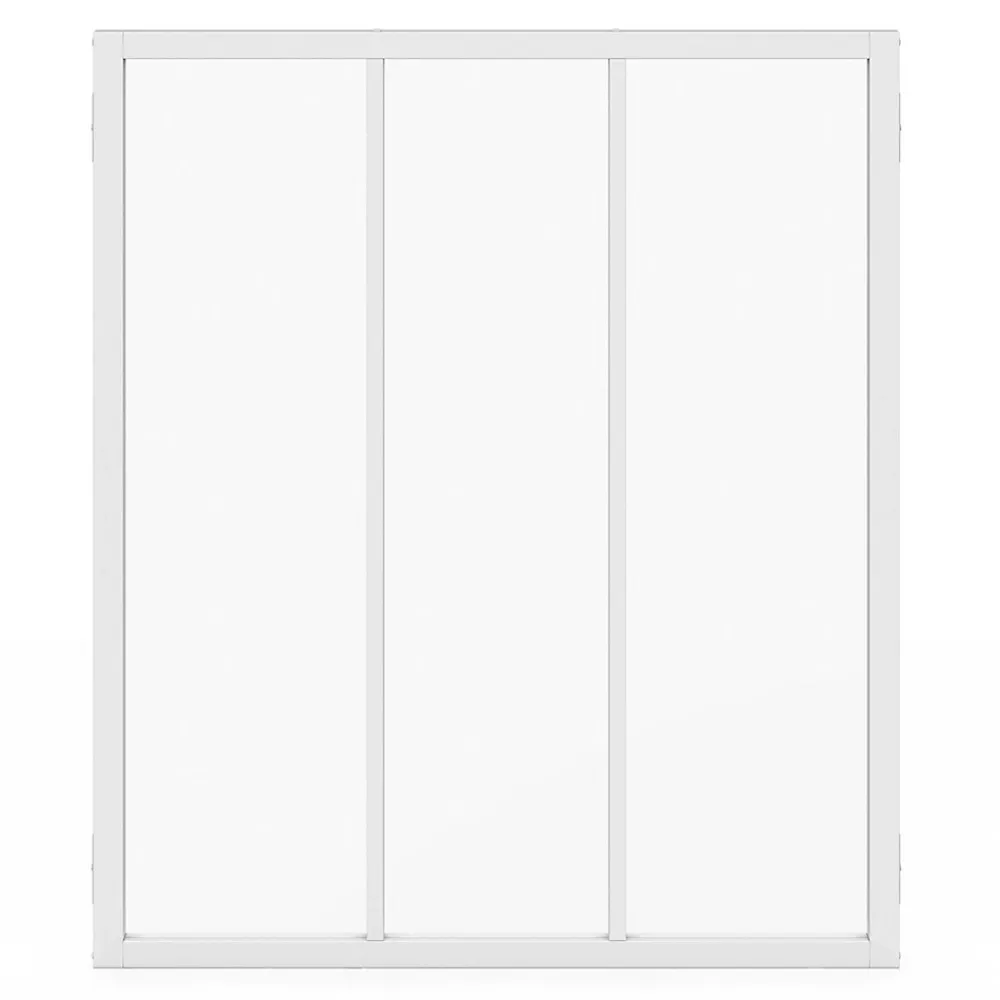 IDMarket Verrière<Verrière atelier 3 vitrages L. 93 x H. 108 cm en métal blanc et verre trempé