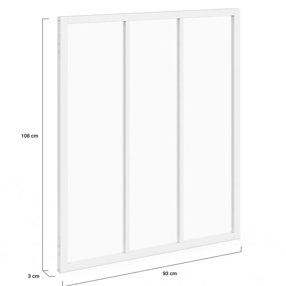 IDMarket Verrière<Verrière atelier 3 vitrages L. 93 x H. 108 cm en métal blanc et verre trempé