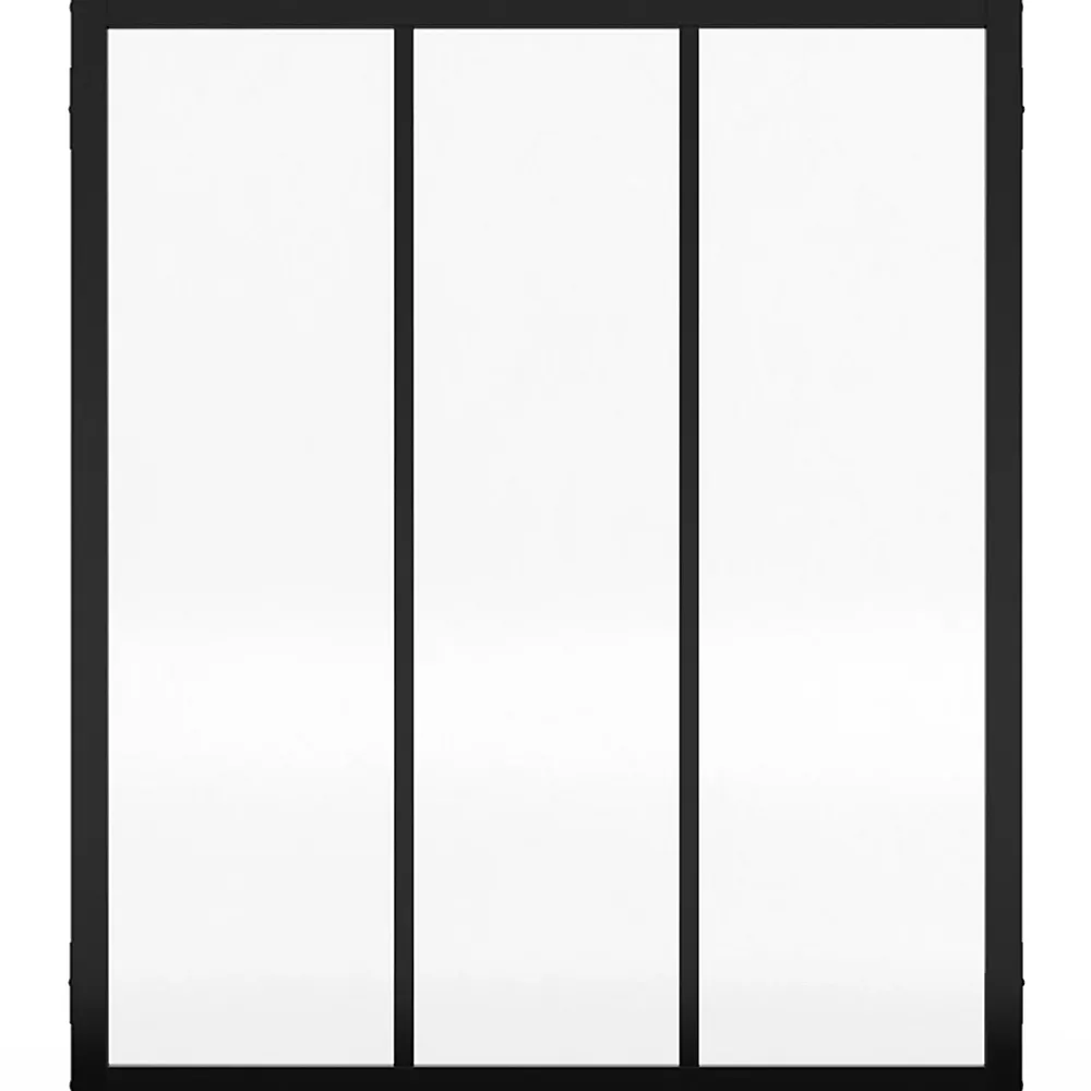 IDMarket Verrière<Verrière atelier 3 vitrages L. 93 x H. 108 cm en métal noir et verre trempé