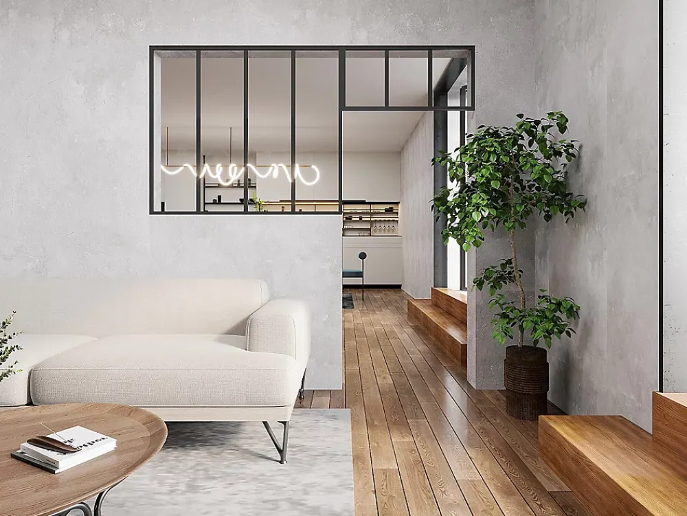 Vente-unique Verrière<Verrière atelier avec imposte en aluminium thermolaqué - L120 x H105 + L83 x H40 cm - Noir - BAYVIEW