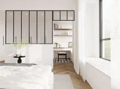 Vente-unique Verrière<Verrière atelier avec imposte en aluminium thermolaqué - L180 x H130 + L83 x H40 cm - Noir - BAYVIEW