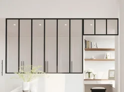 Vente-unique Verrière<Verrière atelier avec imposte en aluminium thermolaqué - L180 x H130 + L83 x H40 cm - Noir - BAYVIEW
