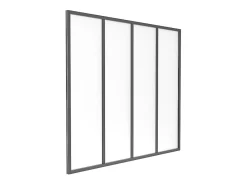 Vente-unique Verrière<Verrière atelier en aluminium thermolaqué et verre dépoli - 120x105 cm - Noir - BAYVIEW