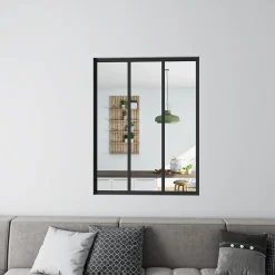 AICA Sanitaire Verrière<Verrière Atelier en aluminium noir mat - 93x108cm - Noir -3 Vitrages Clairs