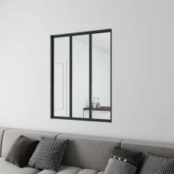 AICA Sanitaire Verrière<Verrière Atelier en aluminium noir mat - 93x108cm - Noir -3 Vitrages Clairs