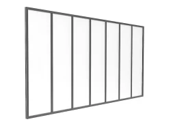 Vente-unique Verrière<Verrière atelier en aluminium thermolaqué et verre dépoli - 210x105 cm - Noir - BAYVIEW