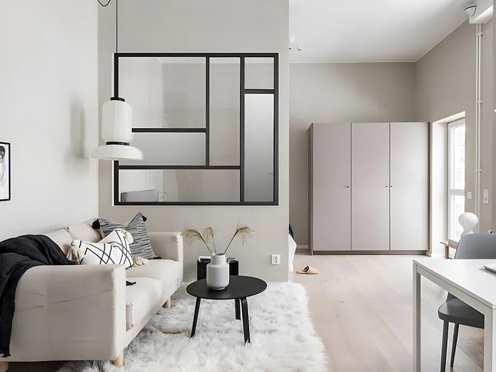 Vente-unique Verrière<Verrière atelier en aluminium thermolaqué avec miroirs 150x130 cm - Noir - ELEXIA