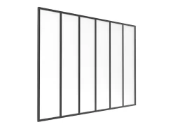 Vente-unique Verrière<Verrière atelier en aluminium thermolaqué et verre dépoli - 180 x 130 cm - Noir - BAYVIEW