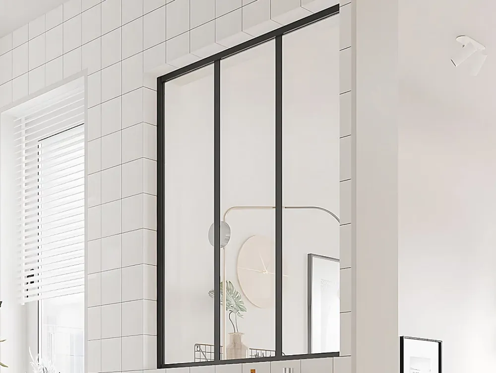 Vente-unique Verrière<Verrière atelier en aluminium thermolaqué - 90x105 cm - Noir - BAYVIEW